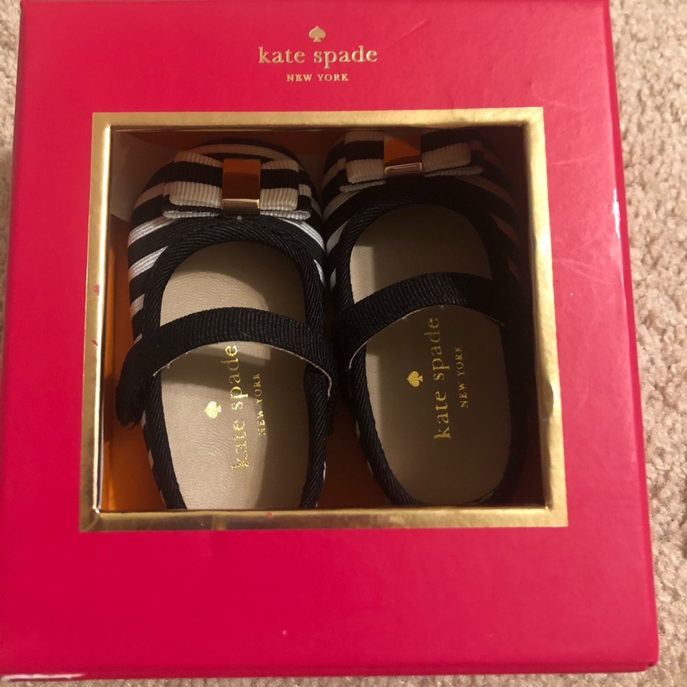 Kate Spade Black - White Striped Mary Janes
